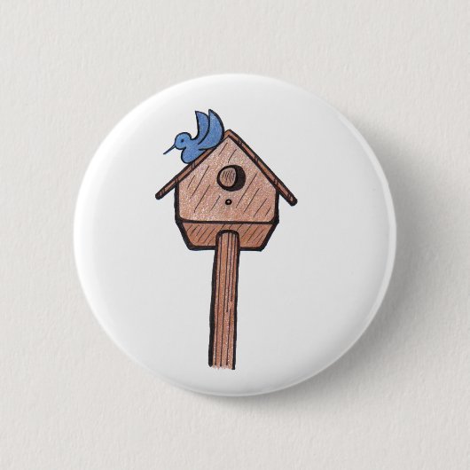 Badge Rond 5 Cm Bouton de volière d'oiseau bleu…… (Devant)