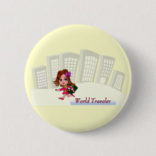 Badge Rond 5 Cm Bouton de voyageur du monde