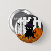 Badge Rond 5 Cm Bouton de Witchy Kitty Halloween (Devant & derrière)