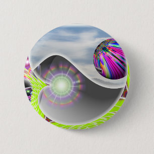 Badge Rond 5 Cm Bouton de Yin Yang