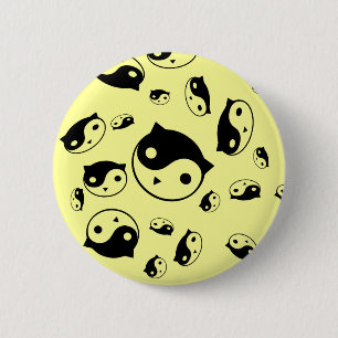 Badge Rond 5 Cm Bouton de Yin Yang Kitty