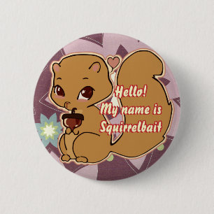Badge Rond 5 Cm Bouton d'écureuil de Cutie