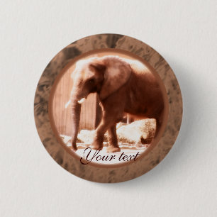 Badge Rond 5 Cm Bouton d'éléphant africain