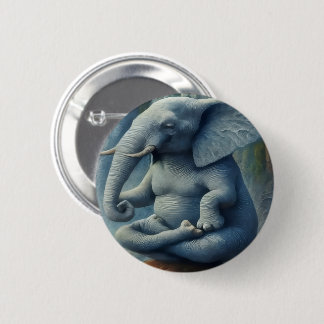 Badge Rond 5 Cm Bouton d'Éléphant Bleu