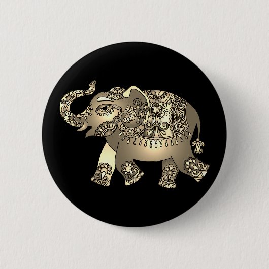 Badge Rond 5 Cm bouton d'éléphant ornemental (Devant)
