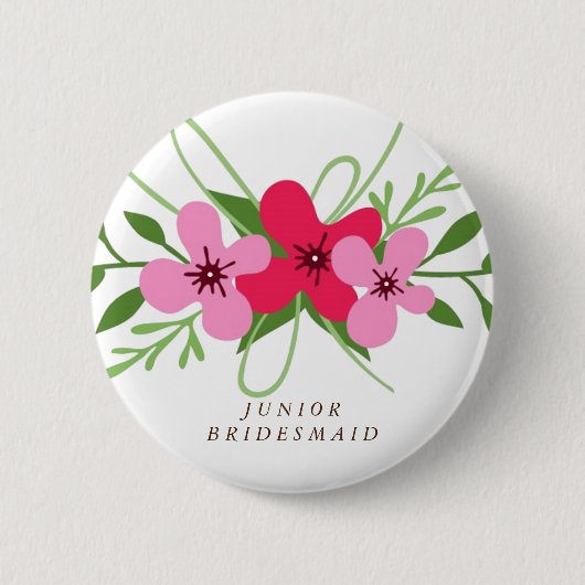 Badge Rond 5 Cm Bouton - demoiselle d'honneur junior florale (Devant)