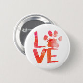 Badge Rond 5 Cm Bouton d'empreinte de patte d'AMOUR (Devant & derrière)