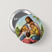 Badge Rond 5 Cm Bouton d'enfants d'amours de Jésus (Devant & derrière)