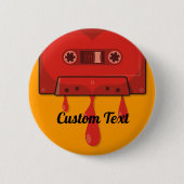 Badge Rond 5 Cm Bouton d'épinglage de cassette coeur rouge (Devant)