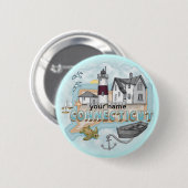 Badge Rond 5 Cm Bouton d'épingle Connecticut Lighthouse (Devant & derrière)