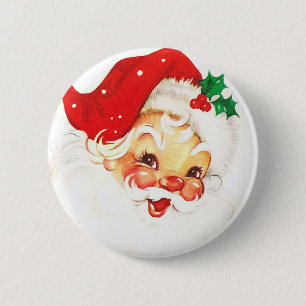 Badge Rond 5 Cm Bouton d'épingle de Noël Retro Père Noël