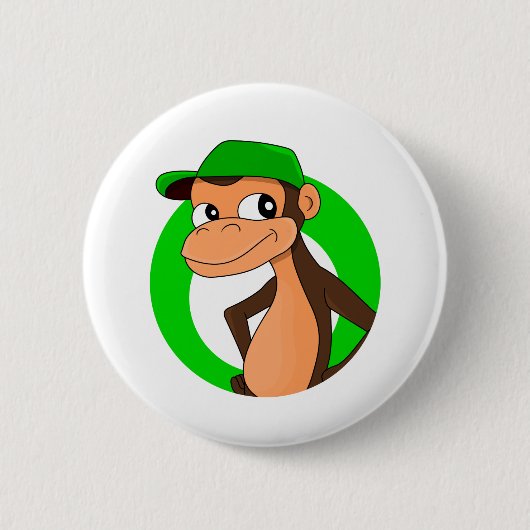 Badge Rond 5 Cm Bouton d'épingle du dessin animé Chimp (Devant)