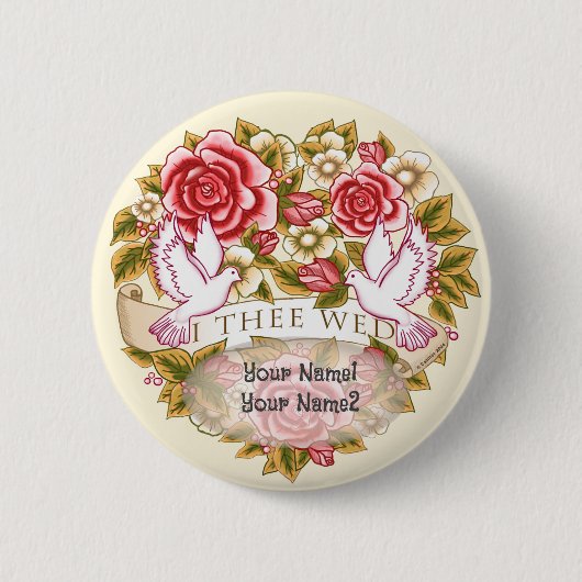 Badge Rond 5 Cm Bouton d'épingle du mariage de mer (Devant)