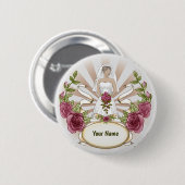 Badge Rond 5 Cm Bouton d'épingle du Mariage Love Bride (Devant & derrière)