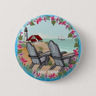 Badge Rond 5 Cm Bouton d'épingle du phare Floral Noon