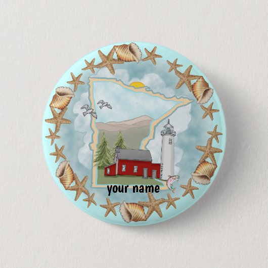 Badge Rond 5 Cm Bouton d'épingle du phare Minnesota Shells (Devant)