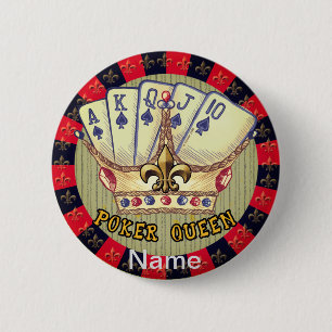 Badge Rond 5 Cm Bouton d'épingle Poker Queen