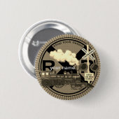 Badge Rond 5 Cm Bouton d'épinglette du train ancien (Devant & derrière)