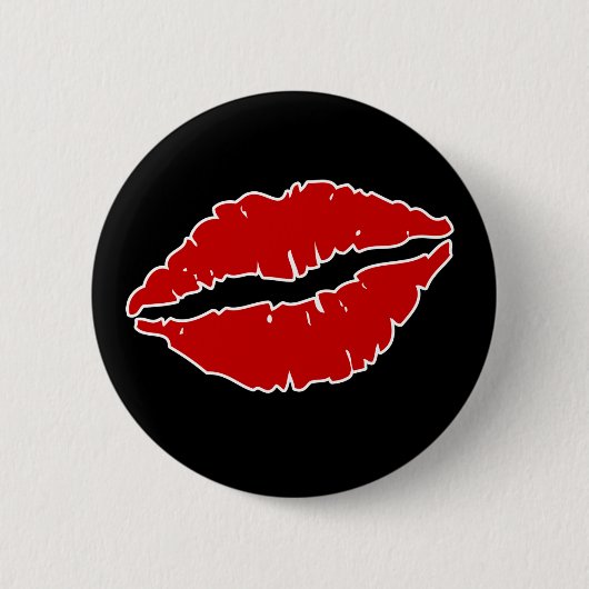 Badge Rond 5 Cm Bouton des lèvres rouges Saint Valentin (Devant)