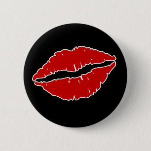 Badge Rond 5 Cm Bouton des lèvres rouges Saint Valentin