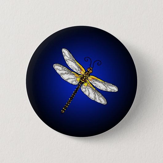 Badge Rond 5 Cm Bouton des libellules Bleu foncé (Devant)