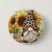 Badge Rond 5 Cm Bouton des tournesols Léopard Gnome (Devant)