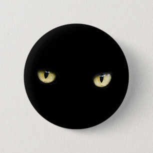 Badge Rond 5 Cm Bouton des yeux de chat noir Halloween