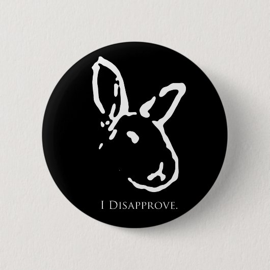 Badge Rond 5 Cm Bouton désapprobateur noir de lapins (Devant)