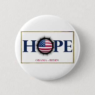 Badge Rond 5 Cm Bouton d'ESPOIR d'Obama Biden