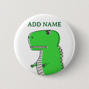 Badge Rond 5 Cm Bouton Dessin Dinosaure Vert