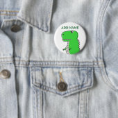 Badge Rond 5 Cm Bouton Dessin Dinosaure Vert (En situation)