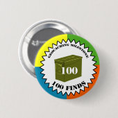 Badge Rond 5 Cm Bouton d'étape importante de 100 découvertes (Devant & derrière)