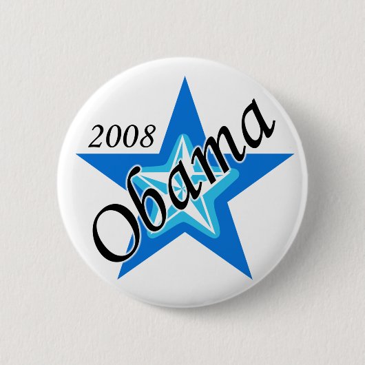 Badge Rond 5 Cm Bouton d'étoile bleue d'Obama (Devant)