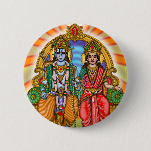 Badge Rond 5 Cm Bouton dévotionnel Sita Ram