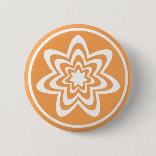 Badge Rond 5 Cm Bouton d'explosion florale, orange (Devant)