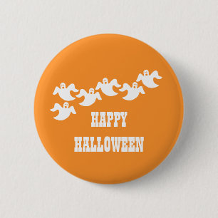 Badge Rond 5 Cm Bouton d'Halloween de fête fantôme, orange