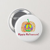 Badge Rond 5 Cm Bouton d'Halloween de l'Citrouille Hippie (Devant & derrière)