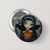 Badge Rond 5 Cm Bouton d'Halloween Vampire de Woods d'octobre (Devant & derrière)