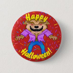 Badge Rond 5 Cm Bouton d'Halloween Werewolf