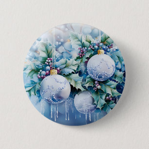 Badge Rond 5 Cm Bouton d'hiver bleu
