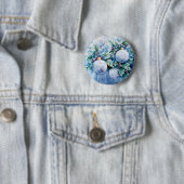 Badge Rond 5 Cm Bouton d'hiver bleu (En situation)