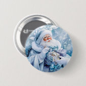 Badge Rond 5 Cm Bouton d'hiver bleu (Devant & derrière)