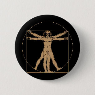 Badge Rond 5 Cm Bouton d'homme de da Vinci Vitruvian