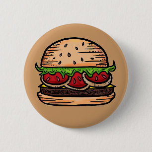 Badge Rond 5 Cm Bouton d'humour d'hamburgers de soutien
