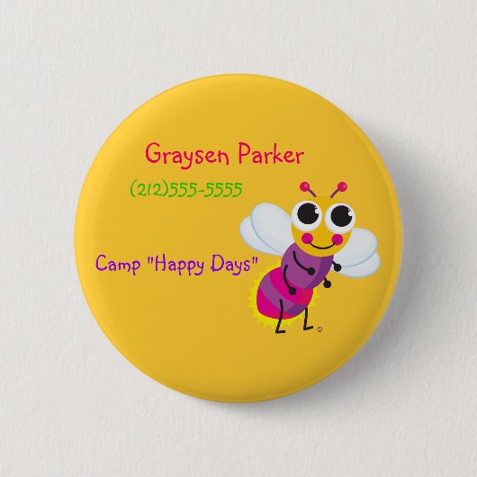 Badge Rond 5 Cm Bouton d'identification de luciole (Devant)