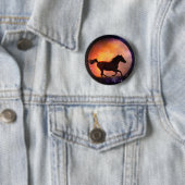 Badge Rond 5 Cm Bouton d'Imaginaire de cheval et de lune super Coo (En situation)