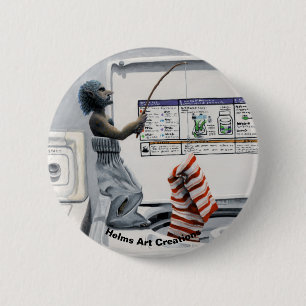 Badge Rond 5 Cm Bouton d'Imaginaire Sock Criminel de pêche