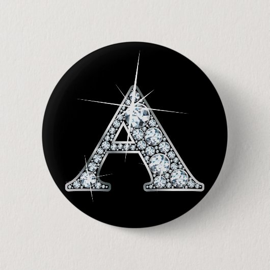 Badge Rond 5 Cm Bouton d'impression à bille de diamant "A" (Devant)