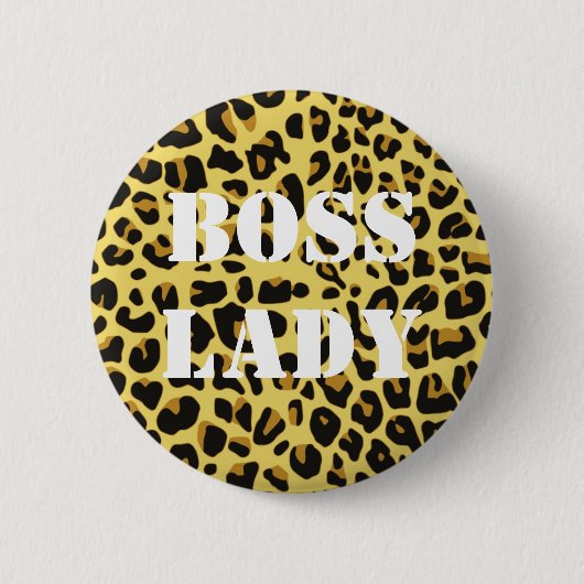 Badge Rond 5 Cm Bouton d'impression léopard de patronne (Devant)