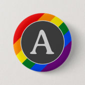 Badge Rond 5 Cm Bouton d'indicateur LGBT initial Rainbow Pride (Devant)